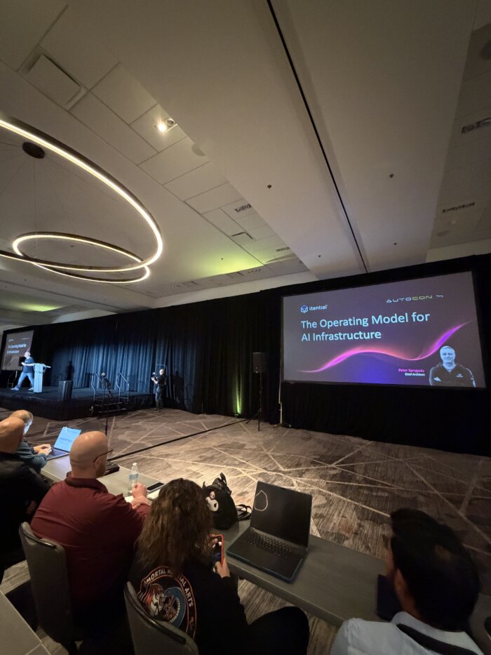 Conference room of people watch a digital presentation